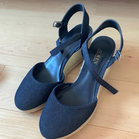 Ralph Lauren Denim Espadrilles/Wedge Sandals - Picture 1 of 9